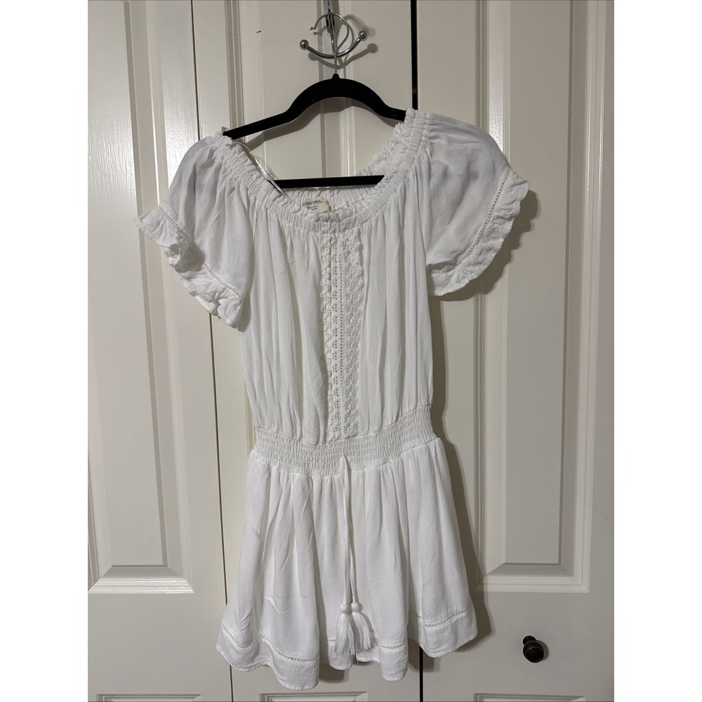 Ocean Drive Off The Shoulder Smocked White Mini Dress Sz Medium Beach Resort